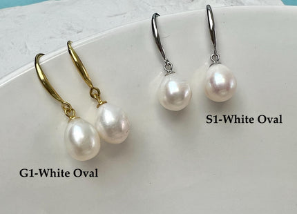 Natural White/Dark Mauve Or Peacock Baroque Pearl Hook Earring W/925 Sterling Silver Bridal Jewelry #ER0006