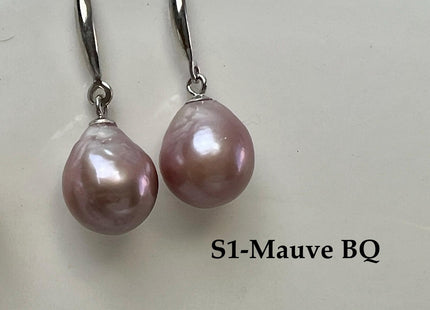 Natural White/Dark Mauve Or Peacock Baroque Pearl Hook Earring W/925 Sterling Silver Bridal Jewelry #ER0006