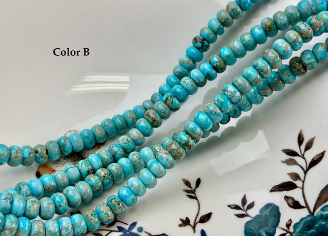 5x8 mm Smooth Rondelle Impression Sea Sediment Jasper Gemstone Beads Rainbow Pink Green Turquoise Blue Purple Color #4892