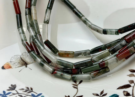 4x12-13 mm Tube Shape Natural African Bloodstone Gemstone Loose Beads 15.5 Inches Strand #4894