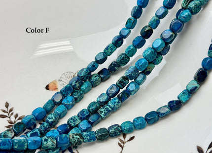 5-6x7-7.5 mm Natural Jasper Gemstone Nugget Beads Multi Green Red Brown Blue Color Rectangular Shape Beads #4774