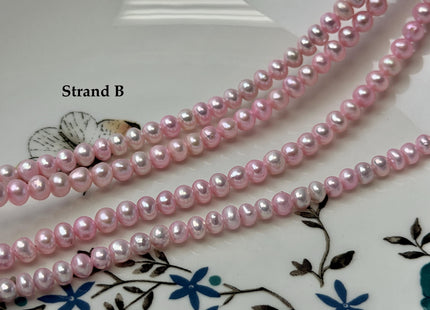 5mm AA Baby Pink Off Round/Potato Freshwater Pearl Beads 90 Beads #P3723