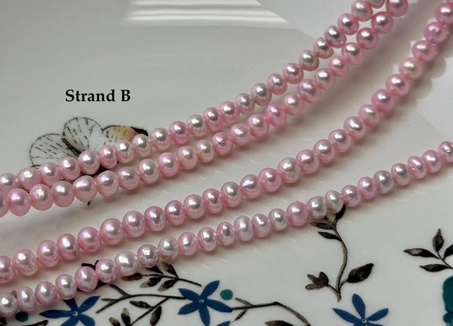 5mm AA Baby Pink Off Round/Potato Freshwater Pearl Beads 90 Beads #P3723
