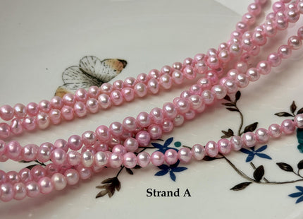 5mm AA Baby Pink Off Round/Potato Freshwater Pearl Beads 90 Beads #P3723