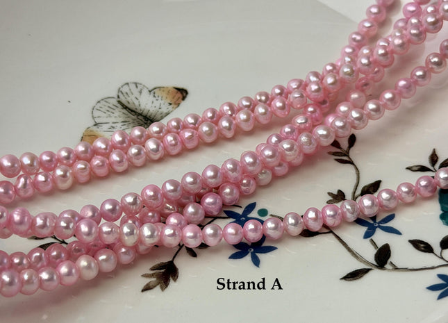 5mm AA Baby Pink Off Round/Potato Freshwater Pearl Beads 90 Beads #P3723