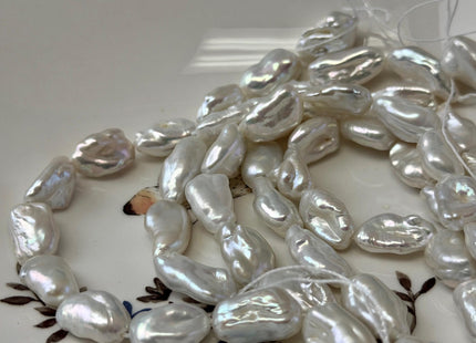 9-10x12-17 mm AAA Half Strand High Luster Natural White Keshi Nugget Freshwater Pearl Beads #P3711