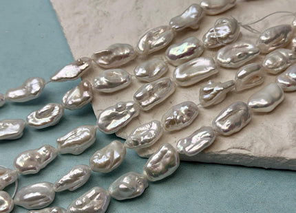 9-10x12-17 mm AAA Half Strand High Luster Natural White Keshi Nugget Freshwater Pearl Beads #P3711