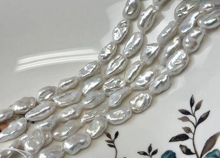 9-10x12-17 mm AAA Half Strand High Luster Natural White Keshi Nugget Freshwater Pearl Beads #P3711