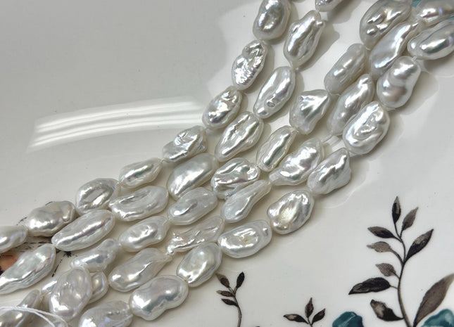 9-10x12-17 mm AAA Half Strand High Luster Natural White Keshi Nugget Freshwater Pearl Beads #P3711