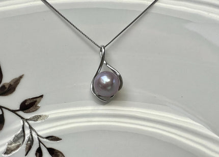 AAA Very Rare Natural Dark Mauve Pink Genuine Edison Pearl Pendant W/925 Sterling Silver Cage Design #PD0012