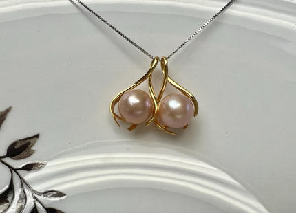 AAA Very Rare Natural Dark Mauve Pink Genuine Edison Pearl Pendant W/925 Sterling Silver Cage Design #PD0012