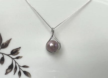 AAA Very Rare Natural Dark Mauve Pink Genuine Edison Pearl Pendant W/925 Sterling Silver Cage Design #PD0012