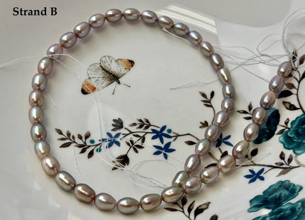 One-Of-A-Kind 6.5-7x9-11 mm AAA Natural Mauve Pink Rice Freshwater Pearl High Luster Freshwater Pearls Beads #P3499