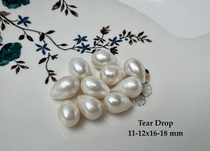 One Piece AAA 9.5-10x12-14 mm Top Quality High Luster Tear Drop Half Drilled Freshwater Pearl Genuine Natural White Freshwater Pearls #1638