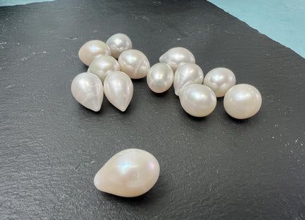 One Piece AAA 9.5-10x12-14 mm Top Quality High Luster Tear Drop Half Drilled Freshwater Pearl Genuine Natural White Freshwater Pearls #1638