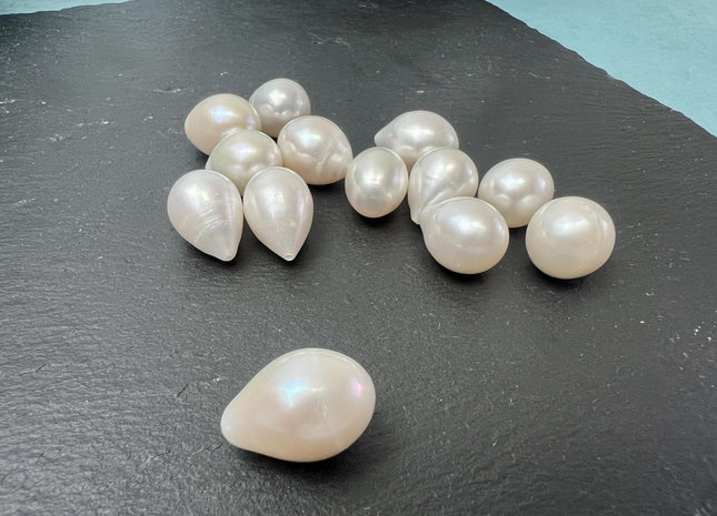 One Piece AAA 9.5-10x12-14 mm Top Quality High Luster Tear Drop Half Drilled Freshwater Pearl Genuine Natural White Freshwater Pearls #1638