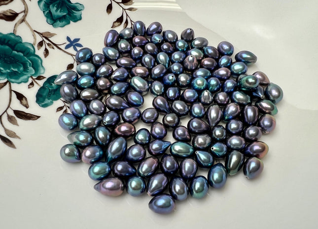 One Piece AAA 7-8x9-12 mm Quality High Luster Tear Drop/Oval Half Drilled Freshwater Pearl #1640
