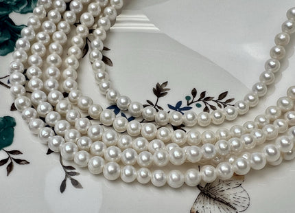 5.5-6 mm AAA Natural White Round Extra Shiny Large Hole Freshwater Pearl Hole Size 1.8mm 70 Beads #P3702