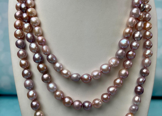 Natural Mauve Pink Edison Baroque Pearl Necklace W/.925 Silver Clasp Gift For Her #NK00012