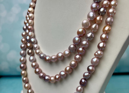 Natural Mauve Pink Edison Baroque Pearl Necklace W/.925 Silver Clasp Gift For Her #NK00012
