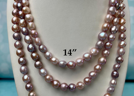 Natural Mauve Pink Edison Baroque Pearl Necklace W/.925 Silver Clasp Gift For Her #NK00012