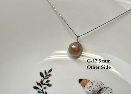 One-Of-A-Kind 11-18mm Natural Pink Mauve Baroque Pearl With .925 Sterling Silver/Gold Pendant #PD0014