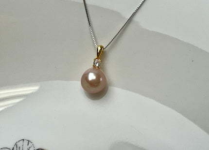One Piece 925 Sterling Silver/Gold Pendant Setting Findings W/CZ For Half Drilled Pearls #10403
