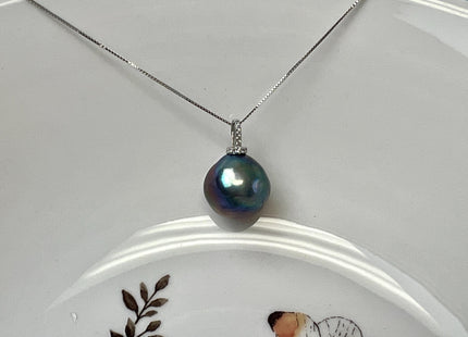 One Piece 925 Sterling Silver/Gold Pendant Setting Findings W/CZ For Half Drilled Pearls #10404