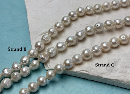 8-9 mm Natural White Edison Baroque Freshwater Pearl Beads #P3724
