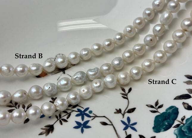 8-9 mm Natural White Edison Baroque Freshwater Pearl Beads #P3724