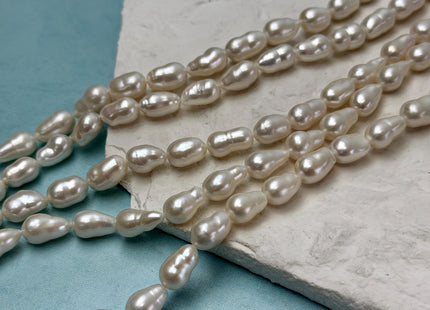 7-8x10-15mm AAAA Natural White Keshi Baroque Freshwater Pearls 16 Inches #P3726