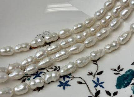 7-8x10-15mm AAAA Natural White Keshi Baroque Freshwater Pearls 16 Inches #P3726