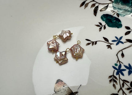 Natural White Mauve Star Moon Stick Coin Pearl Gold Filled Charm Pendant