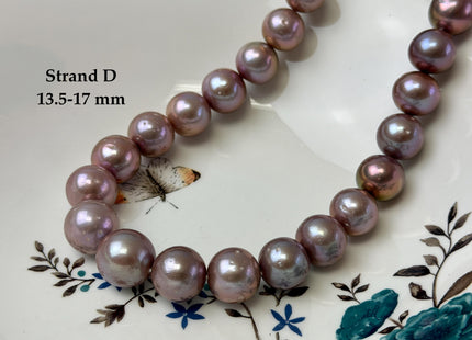 13-18 mm AAA Very Rare Natural Dark Mauve Pink Freshwater Perfect Round Jumbo Size Edison Pearl Beads 16 Inches #P3727