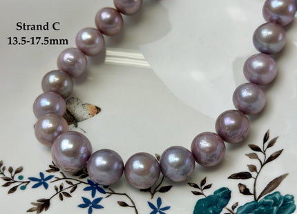 13-18 mm AAA Very Rare Natural Dark Mauve Pink Freshwater Perfect Round Jumbo Size Edison Pearl Beads 16 Inches #P3727