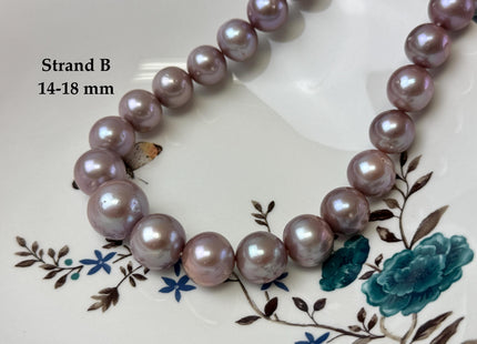 13-18 mm AAA Very Rare Natural Dark Mauve Pink Freshwater Perfect Round Jumbo Size Edison Pearl Beads 16 Inches #P3727