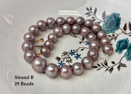 13-18 mm AAA Very Rare Natural Dark Mauve Pink Freshwater Perfect Round Jumbo Size Edison Pearl Beads 16 Inches #P3727