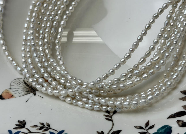 3x4-5 mm Natural White Small Baby Keshi Baroque Freshwater Pearls Tiny Keshi Pearl Beads 15 Inch Strand #P3604