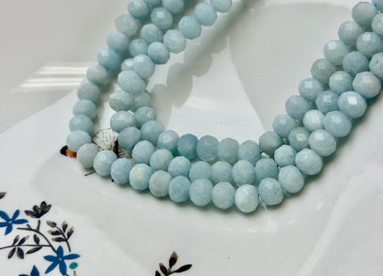 6x8 mm Faceted Rondelle Aquamarine Gemstone 15.5 Inches 58 Beads #4895