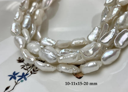 8-10x12-15 mm AAA High Luster Limited Edition Natural White Biwa Keshi Freshwater Pearls Genuine Keshi Paddle Pearl Beads #545