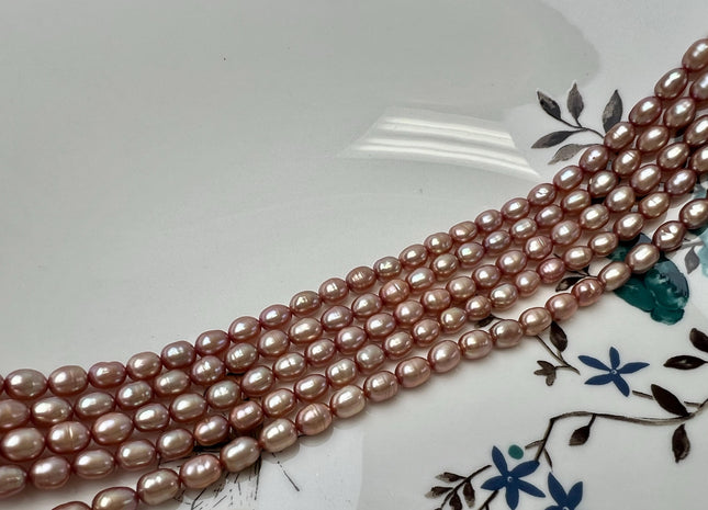 5.5-6x7mm Rice / Oval Freshwater Pearls Salmon Pink Color Genuine Freshwater Pearl Beads Rare Pink Color Oval Pearls #P1923
