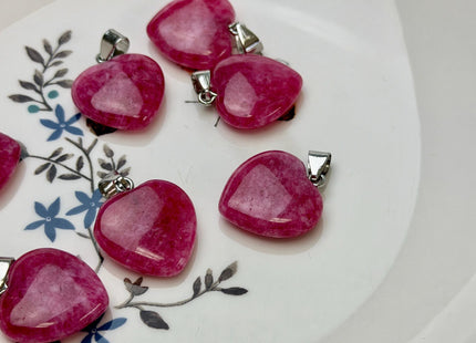 Gemstone Heart Shape Charms for Necklace Jade Gemstone Pendant for Jewelry Making, 20x23mm #CR0108