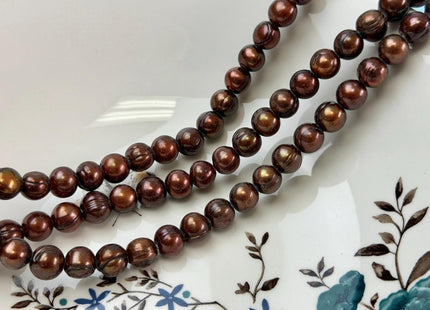 Large Hole Luster Brown Freshwater Pearls Potato Shape Hole 2.2mm Beads Size Approx. 9-10mm #767