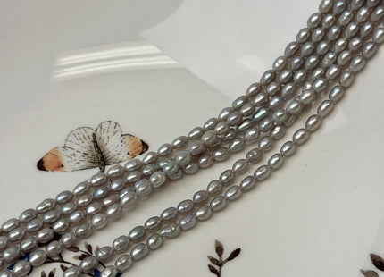 4x6-7 mm AA Gray Color W/Pink Luster Rice /Oval Freshwater Pearls #1705
