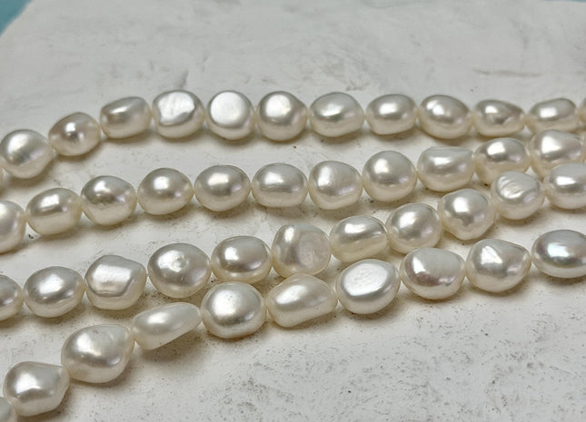 8 mm AAA Natural White High Luster Nugget Freshwater Pearl Beads #P3730