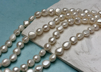 8 mm AAA Natural White High Luster Nugget Freshwater Pearl Beads #P3730