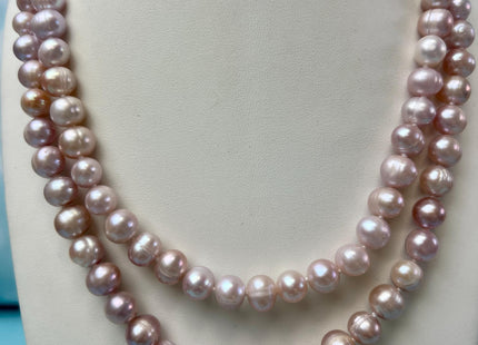 18/20/22/24/26 Inches Hand Knotted 8-9mm Natural Pink Freshwater Potato Pearl Necklace W/ Sterling Silver Clasp #P3701