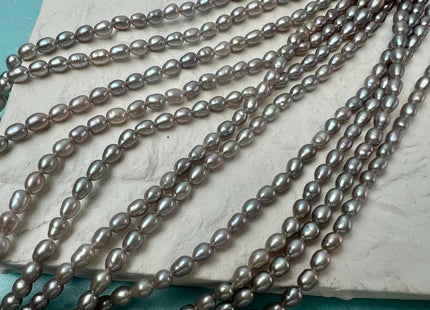 4x6-7 mm AA Gray Color W/Pink Luster Rice /Oval Freshwater Pearls #1705