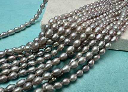 4x6-7 mm AA Gray Color W/Pink Luster Rice /Oval Freshwater Pearls #1705