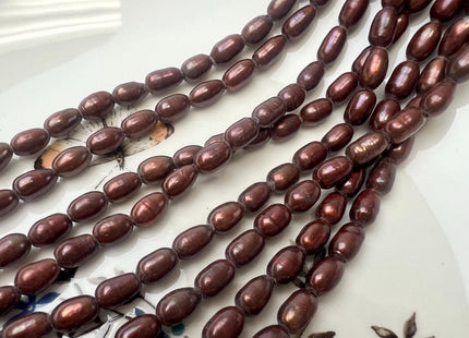 5.5x8mm Rice/Oval Dark Cranberry Large Hole Freshwater Pearl Hole Size 1.5mm 7.5 Inches #P3731